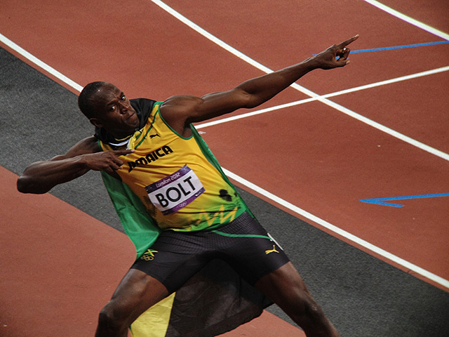 Olympics Men's 100m final: Usain Bolt celebrates winning gold in the men's 100m