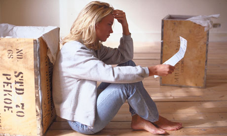 woman with packing crates