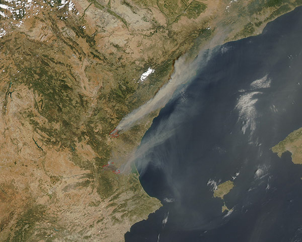 Satellite Eye on Earth: Fires in Eastern Spain
