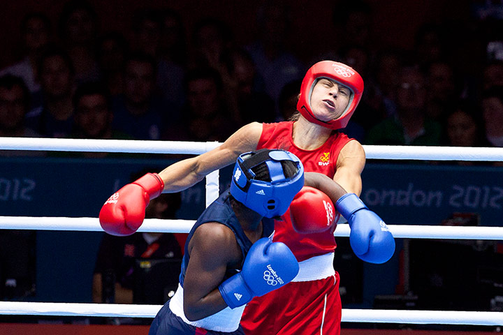 Women's boxing: Claressa Shields of the USA rocks Sweden's Ana Laurell with a big left 