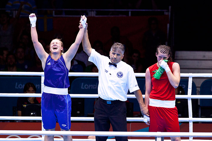 Women's boxing: Volnova celebrates her victory