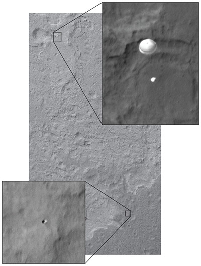 Mars Curiosity Rover : Late last night MRO/HiRISE of MSL descending on its parachute