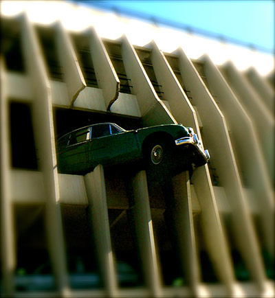 Your Pictures: Getaways: Model of a mini crashing through a wall