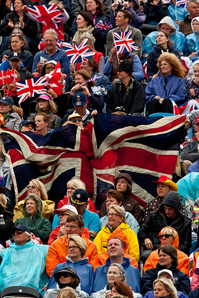 London 2012: Dressage: Union Jack flags