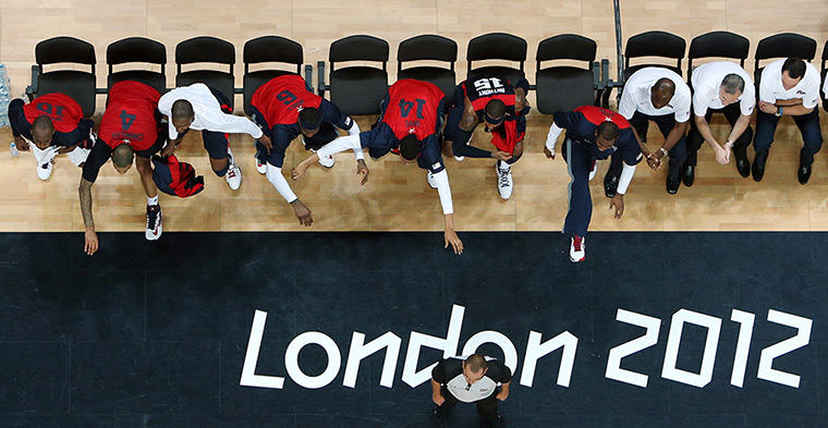 Winners and losers: The United States reacts against Argentina during the Men's Basketball