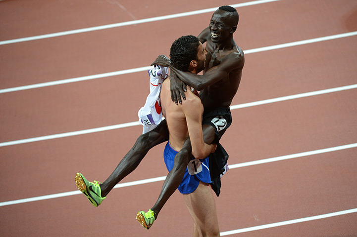 Winners and losers: Kenya's Ezekiel Kemboi and France's Mahiedine Mekhissi-Benabbad 