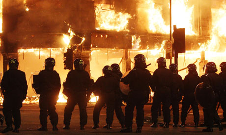 Riot police in Tottenham during August 2011 disturbances