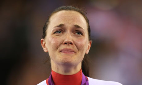 Champion tears … Victoria Pendleton is overcome on winning gold.
