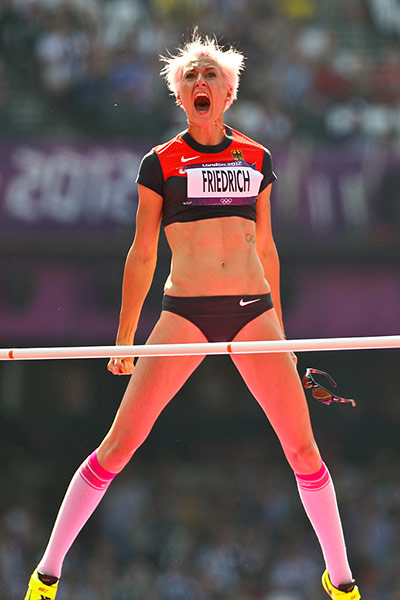 tony high jump: Ariene Freidrich of Germany celebrates her succesful jump