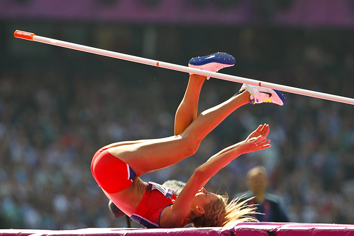 tony high jump: Tonge Angelsen of Norway fails to clear the bar