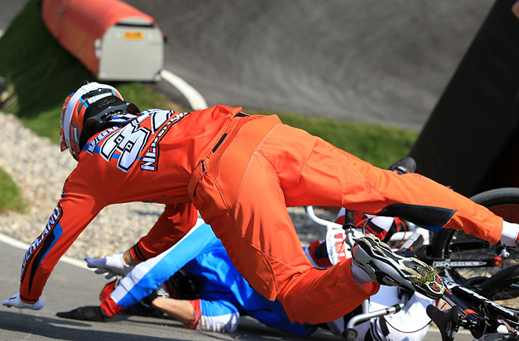 BMX Crash: Jelle Van Gorkom of Netherlands crashes