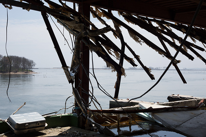 Soma, Japan: The bay area of Matsukawaura, still damaged