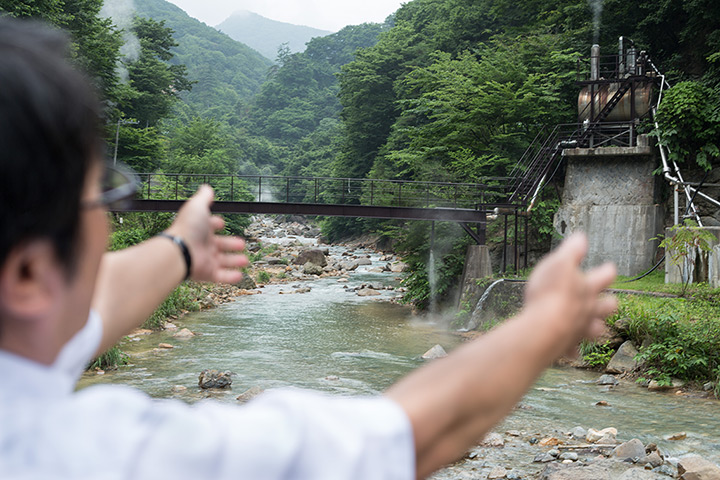 Soma, Japan: Kazuya Ikeda explains the future location of a planned geothermal plant 