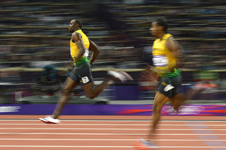200m tom jenkins: Jamaica's Usain Bolt (L) and Jamaica's Y