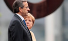 German Chancellor Merkel and Greek Prime Minister Samaras attend welcome ceremony in Berlin