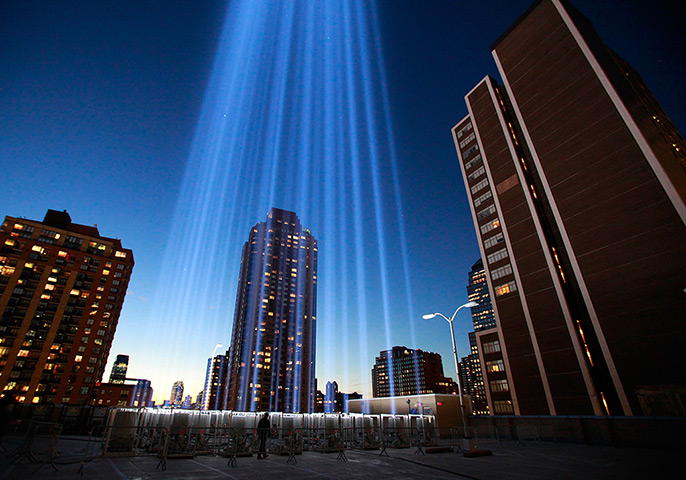 24 hours: New York, USA: The Tribute in Light illuminates the sky 
