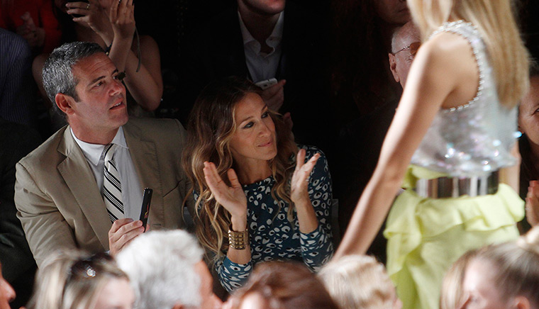 new york fashion week: Sarah Jessica Parkerand producer Andy Cohen