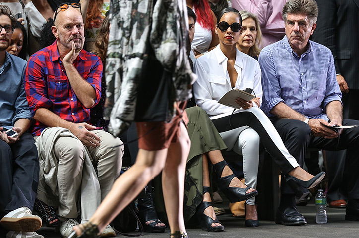 new york fashion week: Michael Stipe and Alicia Keys attend the Edun show