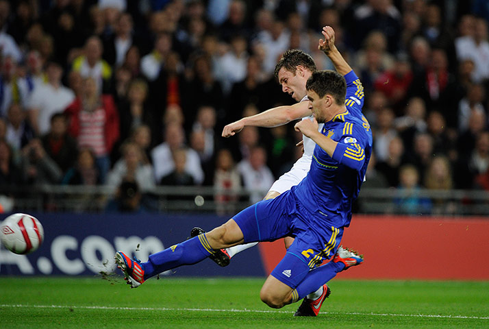 England v Ukraine: James Milner fires in a shot