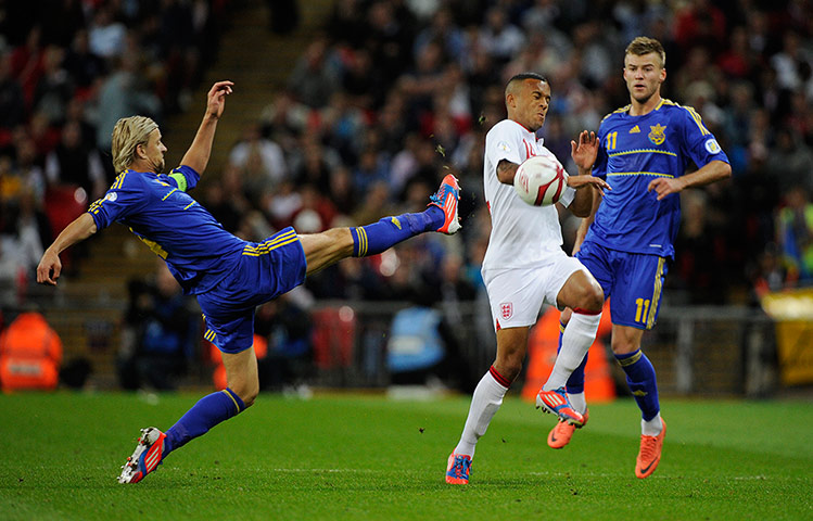 england versus ukraine: Tymoshchuk gets there before Bertrand