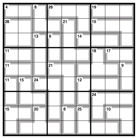 Killer Sudoku Printable on Normal Sudoku Rules Apply  Except The Numbers In The Cells Contained