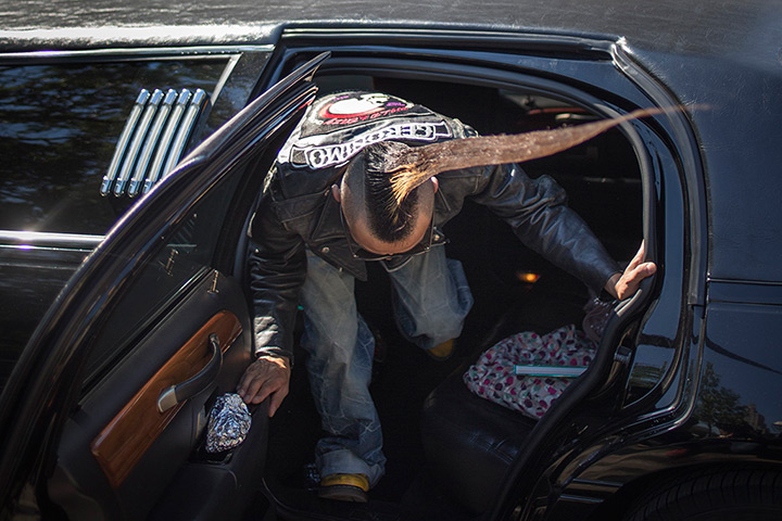 24 hours: New York, USA:  Kazuhiro Watanabe, world record for the  tallest mohawk