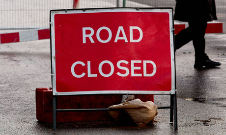 Road closed sign