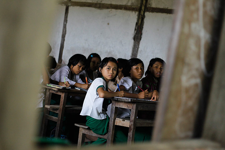 20 photos: Students attend class at Kankone village in Myanmar