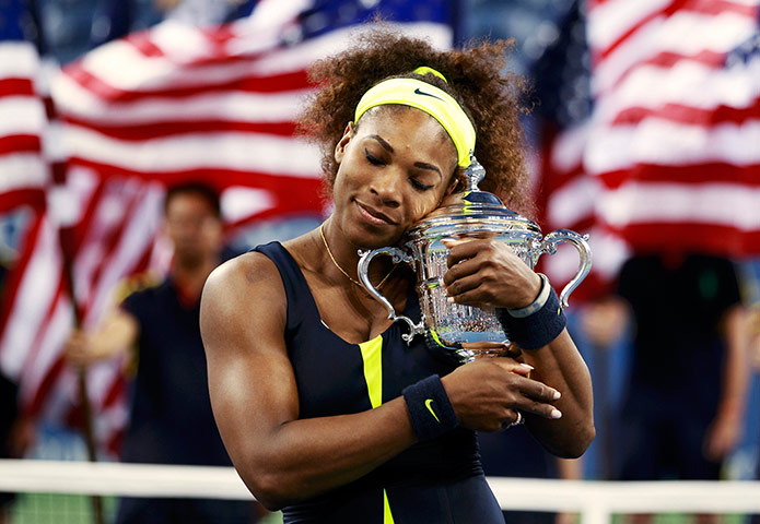 Best of the week: Williams of the U.S. poses with her trophy 