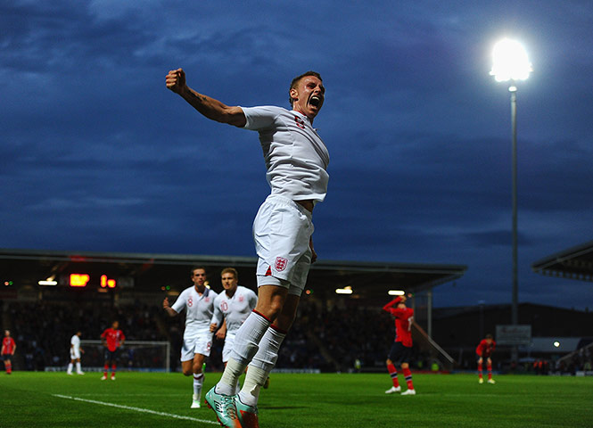 Best of the week: Connor Wickham of England celebrates the opening goal against Norway