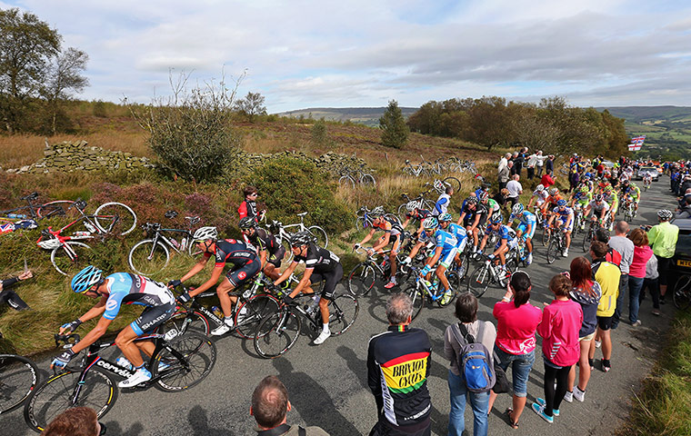 Best of the week: The peloton climbs Gun Hill in Staffordshire 