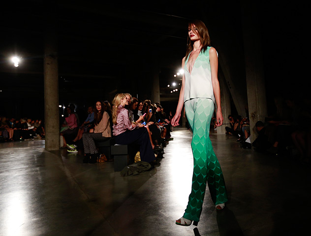 LFW: Jonathan Saunders: A model presents a creation