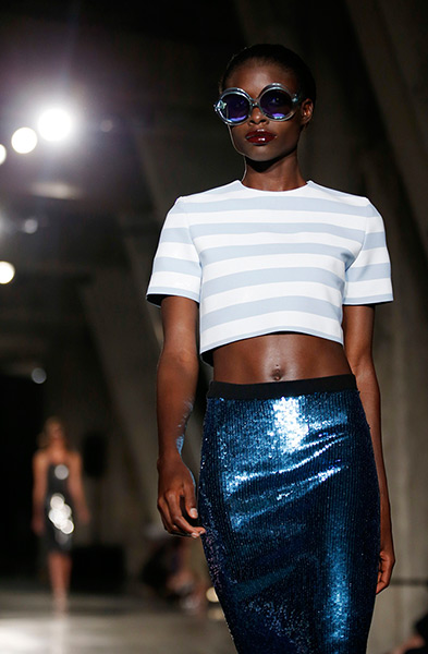 LFW: Jonathan Saunders: A model presents a creation 