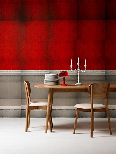 Faking it interiors: Dining room, patterned Illusion 1 wallpaper