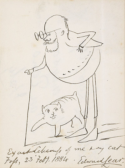Edward Lear: Exact likeness of me & my cat by Edward Lear
