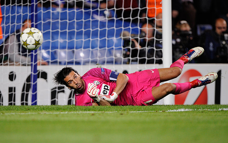 Chelsea v Juve 2: Gianluigi Buffon saves an Ivanovic shot