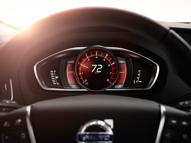 Interior view of Volvo V40 dash display