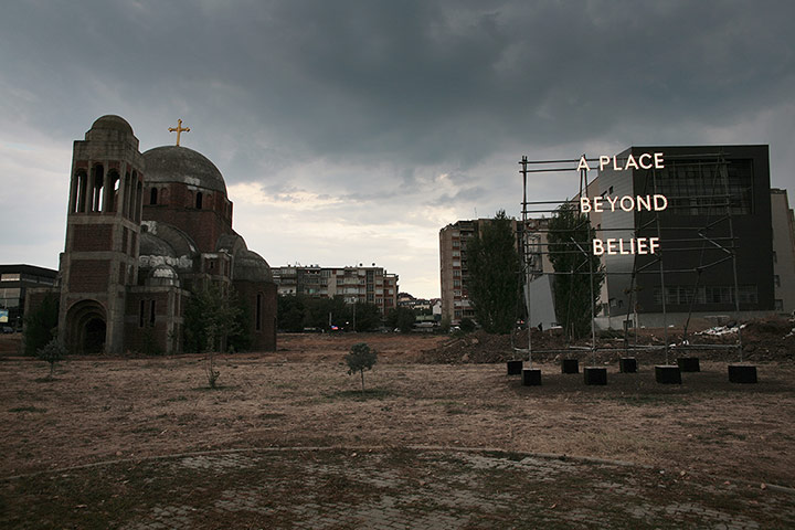 Kosovo art installation: A Place Beyond Belief by Nathan Coley