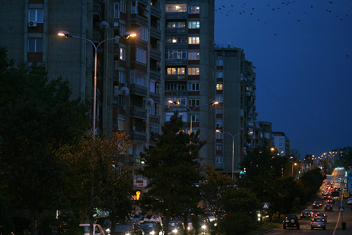 Kosovo art installation: Pristina at night