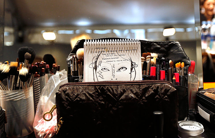 Milan Fashion Week: Makeup brushes backstage before the Just Cavalli show