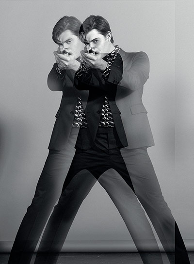 Sam Riley: Pistol-print shirt