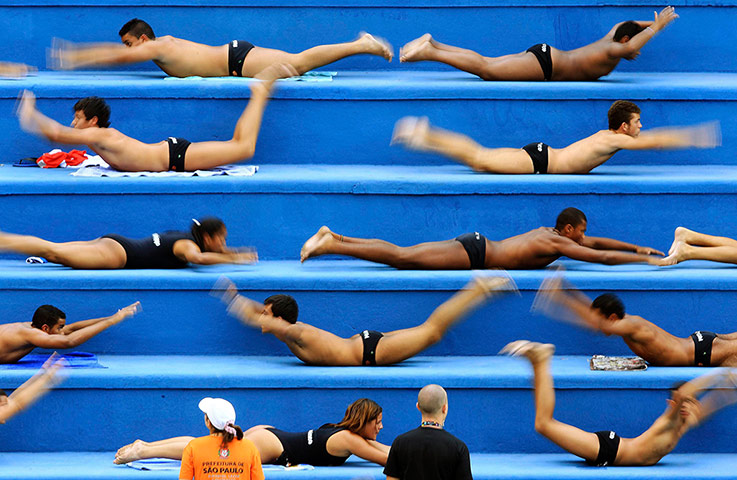 Best of week: Water polo players warm up before training in Sao Paulo