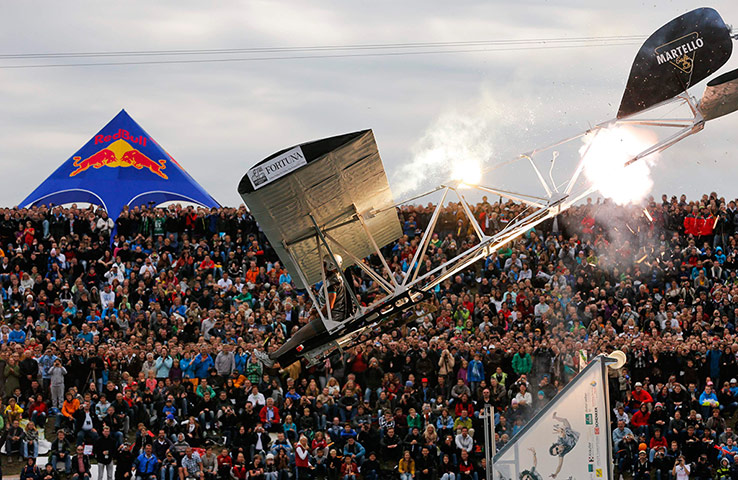 24 hours: Vienna, Austria: A participant operates a self-made flying machine