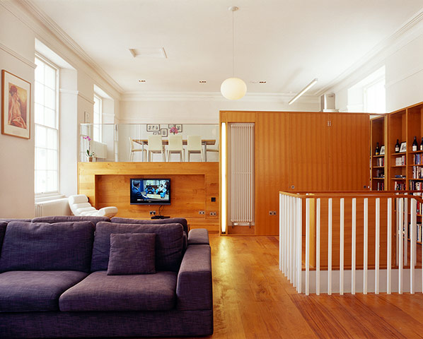 Weekend homes: The living space, including a mezzanine kitchen and a dividing wall