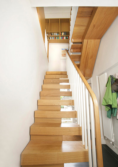 Weekend homes: The floors are connected by a striking ­timber staircase