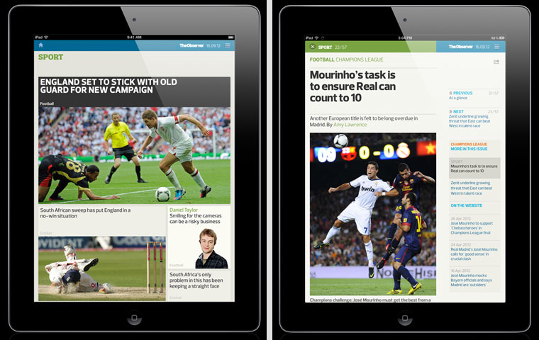Observer iPad edition design evolution