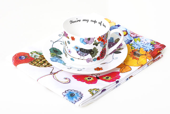 Design comp winners: Cup and saucer and tea towel