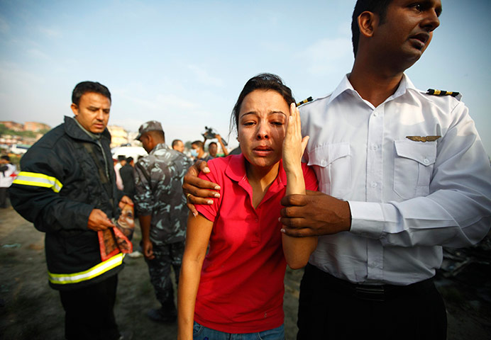 Nepal plane crash: An upset woman at the crash site