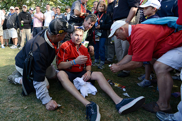 Ryder Cup day 1: Fan hit on head by ball