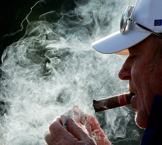 Ryder Cup day 2: Miguel Angel Jimenez and cigar